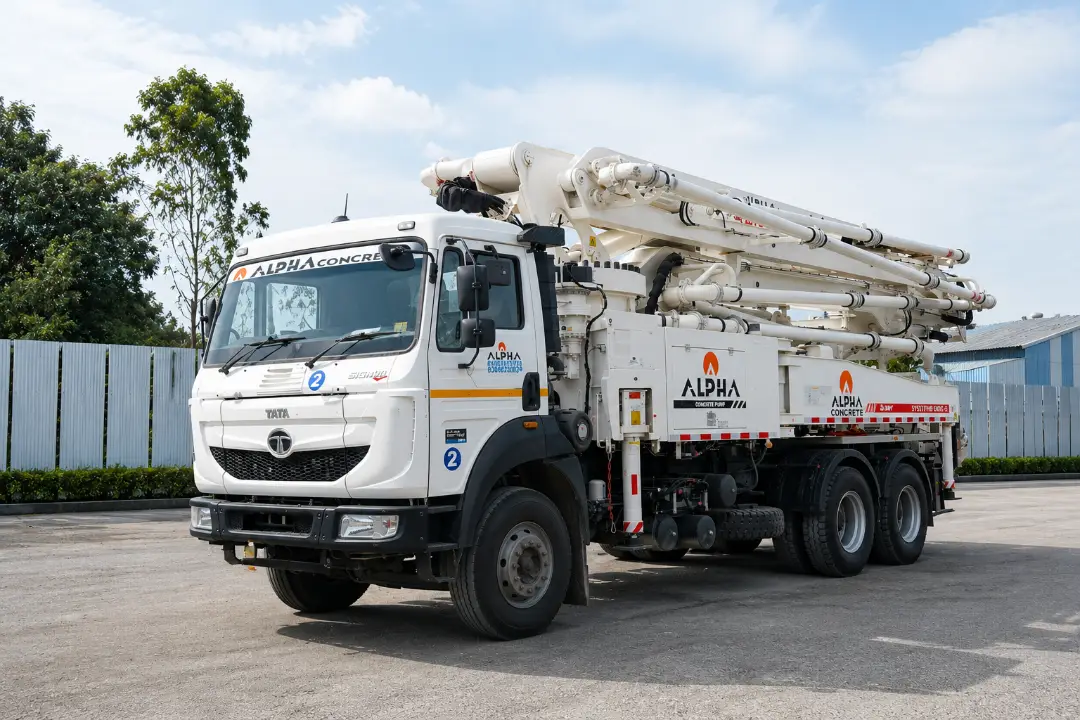 Alpha Concrete boom pump truck ready for dispatch